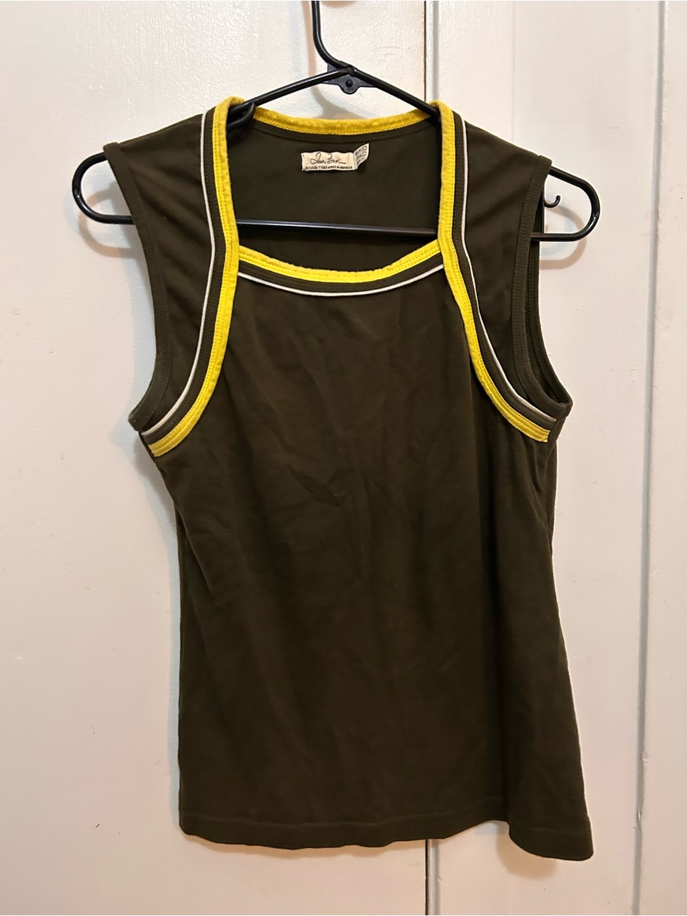 Zara Olive Green Tank with Yellow and White Trim